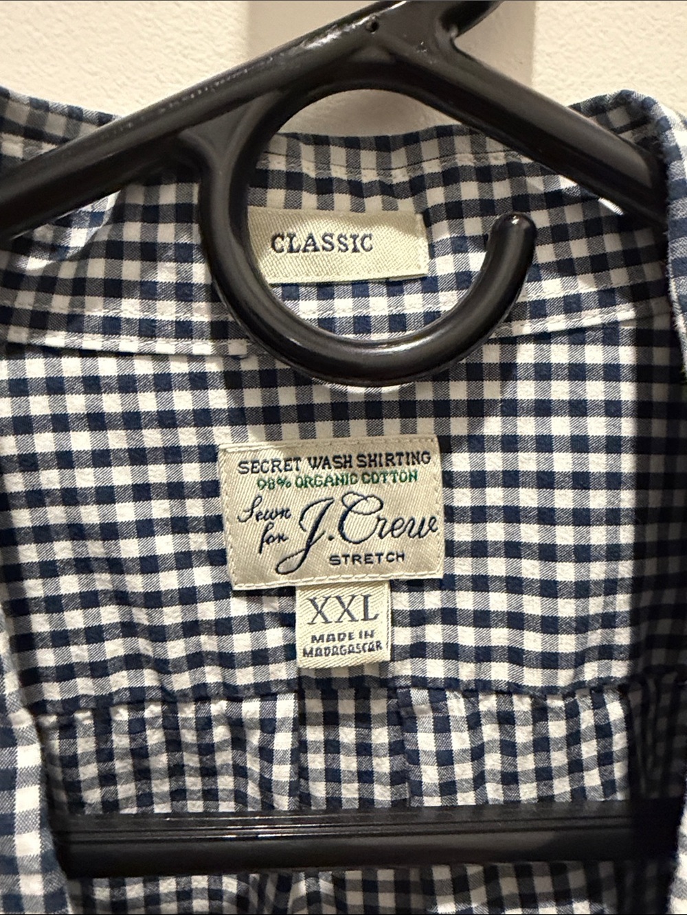 J. Crew Navy and White Gingham Button-Down Shirt